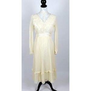 Gunne Sax Dress Prairie Boho Wedding Ivory 70s 6